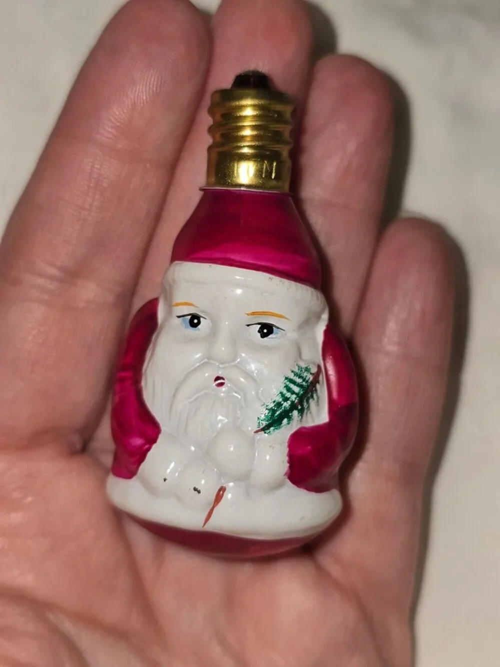 Set of 7 Vintage Milk Glass Christmas Light Bulbs - Santa, Snowman Untested